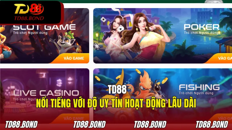 TD88 nổi tiếng với độ uy tín cùng thời gian hoạt động lâu dài